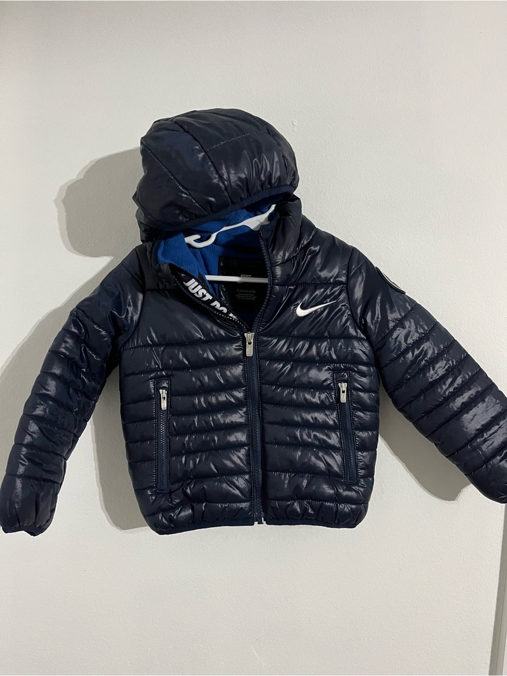 Nike Kids Dark Blue Quilted Puffer Jacket with Hood
